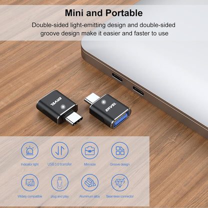 ENVEL USB to USB C Adapter, USB3 5Gbps High Speed Data Transfer, OTG Converter Thunderbolt3 to USB Female Compatible with Apple iWatch iPhone 15 Pro Max iPad Air 4 5 Mini 6 (Black, USB A/C Male)