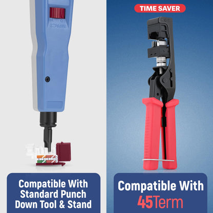 Everest 45° Angled RJ45 Cat5e Keystone Jacks 50-Pack in Red - Slim Profile Female RJ45 Connectors - Cat 5e Keystone Jack - Compatible with 45° Angled Speed Termination Tool - 45Term (B0BL3GS7ZY)