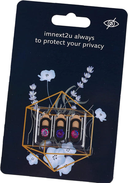 Webcam Cover Slide 3 Packs Ultra-Thin Camera Covers for Computer Laptop Desktop Smartphone to Protect Your Privacy and Security, Rose Black