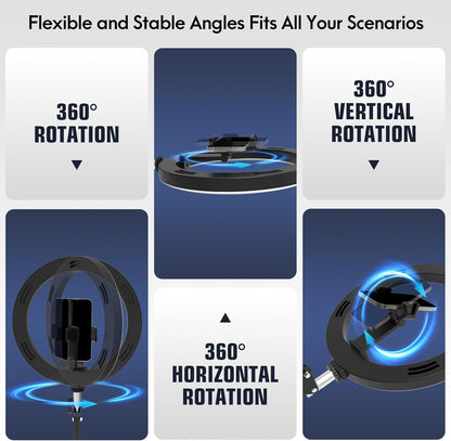 Overhead Camera Mount with Ring Light Phone Holder,10" LED Ring Light for Desk with Stand and Remote for iPhone,Phone Tripod with Light for Video Recording TikTok Live Stream Cooking Kitchen Vlogging