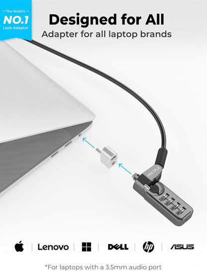 Laptop Lock Adapter for Kensington Lock | Adds Security Slot To Any Laptop inc MacBook | Use With Standard T-Bar Cable Locks | No Adhesive Needed