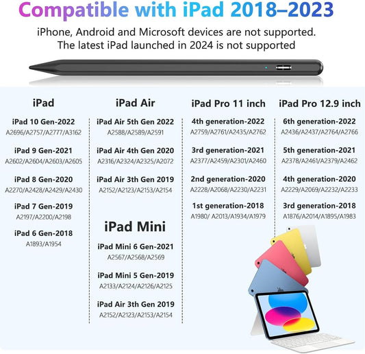 Stylus Pen for iPad 10th 9th 8th 7th 6th Generation, 15Mins Fast Charge for Apple iPad Pencil with Pencil Holder, for iPad Pro 11/12.9 inch, for iPad Air 5th/4th/3th Gen, for iPad mini 6th/5th Gen