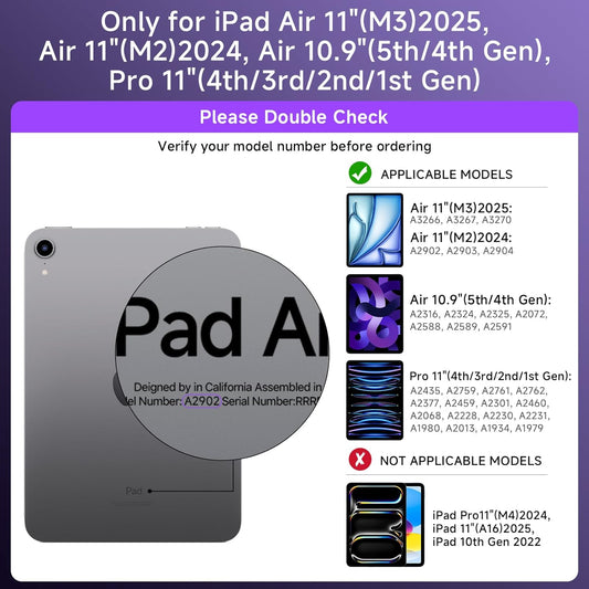 Transparent Case with Keyboard iPad Air (M3/M2,2025/2024) 11 Inch,Compatible 10.9" iPad Air 5th/4th & 11" iPad Pro 4/3/2/1,7-Color Backlit,Wireless Keyboard, 360°Rotating,with trackpad,Purple