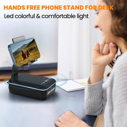 JTEMAN Gifts for Men Women,Cell Phone Stand with Bluetooth Speaker,LED Light,and Lanyard,Cool Tech Gadgets,Unique Birthday Gifts for Men Husband Mom Dad