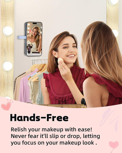 Magnetic Suction Phone Case Mount, Silicone Suction Cup Grip Stand for MagSafe Case, Hands-Free Phone Holder for iPhone 16/15/14 Pro Max, TikTok Videos, Selfies, Women Gift (Light Pink)911001A (Blue)