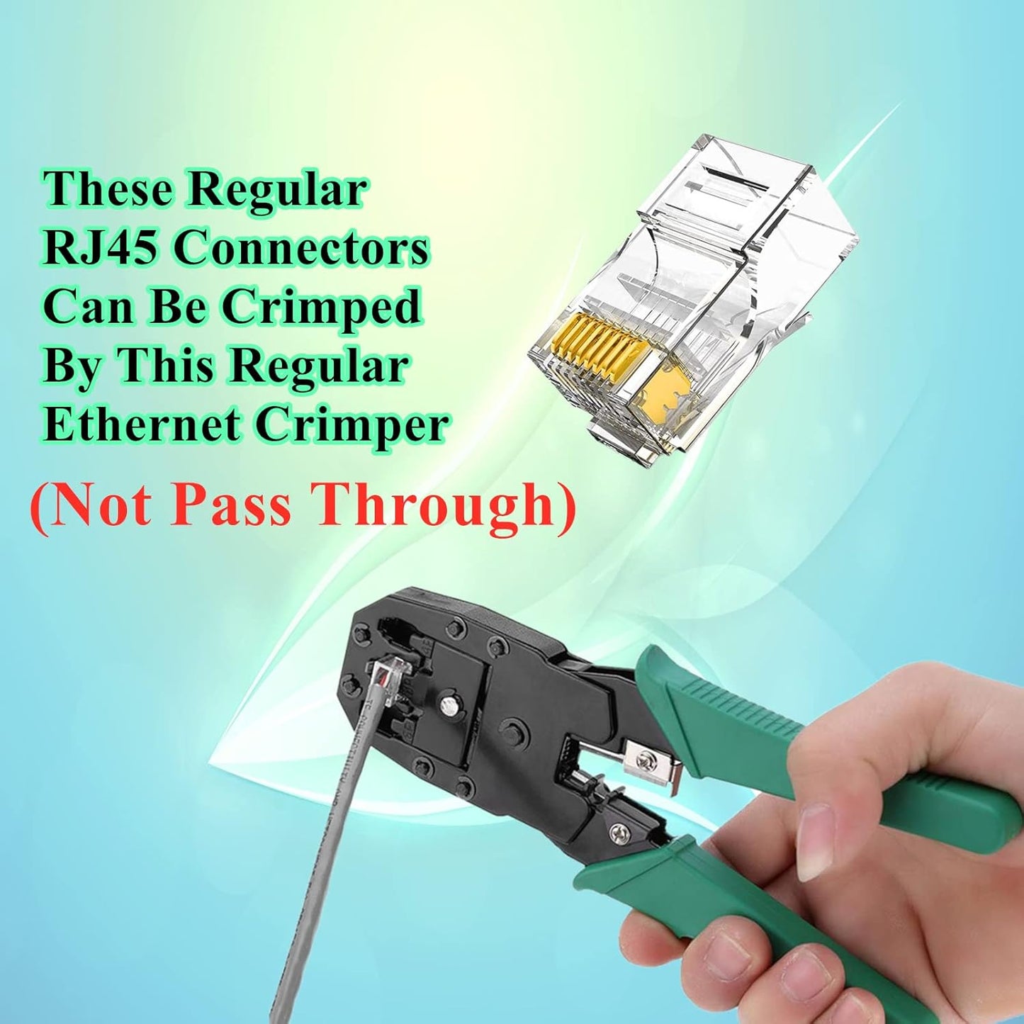 100-Pack Cat5 Cat5e RJ45 Connectors Ends for Solid Wire and Standard Cable (Not Pass Through)