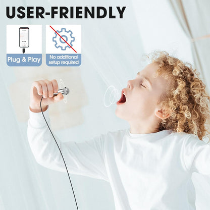 Mini Microphone for iPhone iPad Small ASMR Tiny Microphone for Voice Video Recording Singing, Vlogging, Podcasting YouTube (1 PCS Silver)