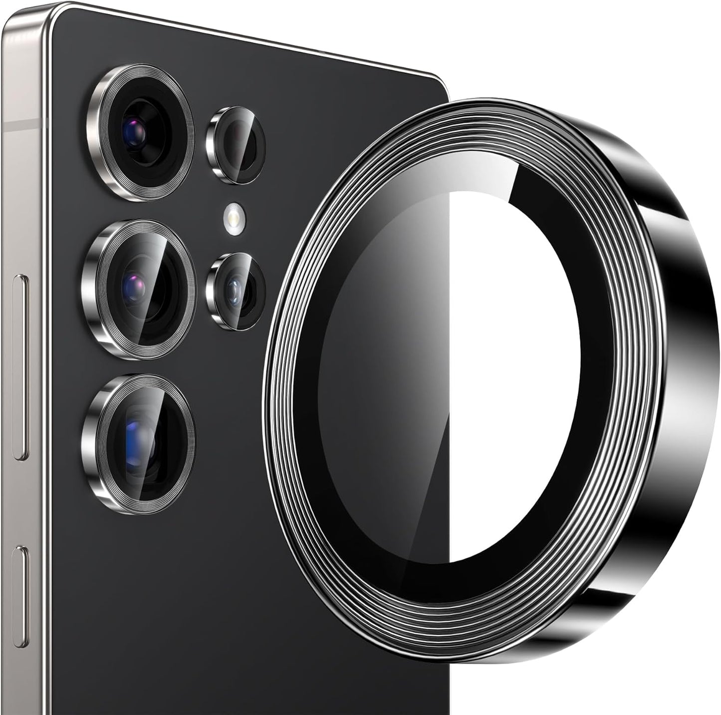 YWXTW [2025 Original Like for Samsung Galaxy S25 Ultra Camera Lens Protector, [Ultra-Thin & 6X Stronger] S25 Ultra Camera Lens Cover, 9H Tempered Glass Upgraded Metal Edging(Titanium Black)