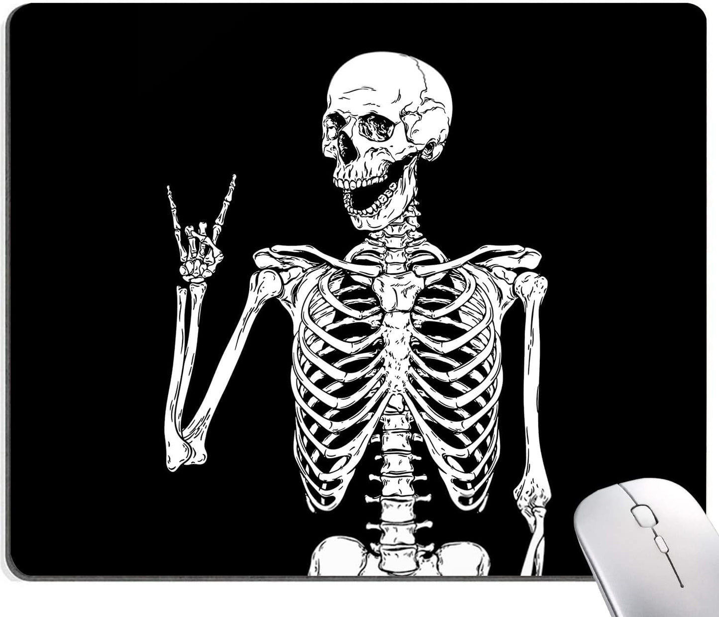 IMAYONDIA Black Human Skeleton Mouse Pad - Square Waterproof Non-Slip Rubber Base MousePads for Computer Laptop