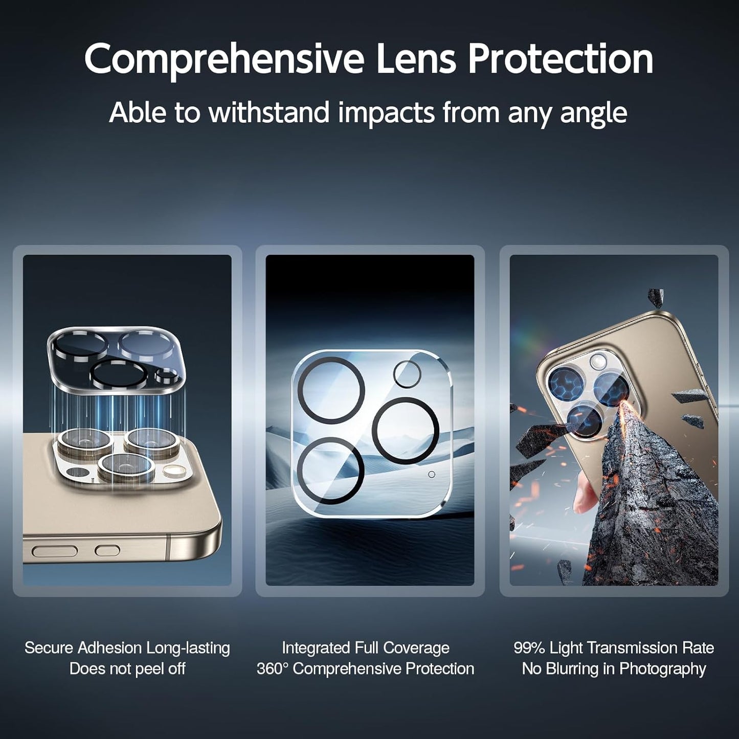 SMARTDEVIL 2+2Pack for iPhone 15 Pro Privacy Screen Protector with Camera Lens Protector,Shatterproof Tempered Glass[True 28°Anti Spy][9H Hardness][Automatic Dust-Elimination Install]