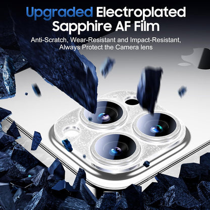 UniqueMe 3 Packs Compatible for iPhone 13 Pro Max/iPhone 13 Pro Camera Lens Protector Acrylic [Not Glass],[Case Friendly][Scratch-Resistant][Night Shooting Mode]-Glitter Silver