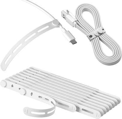 20Pcs Nearockle Silicone Cable Ties, 5.12 Inch Adjustable Cord Organizer Reusable Zip Ties for Charging Cords Earphone Computer Wire, Office Desk Cable Management Travel Accessories(White)