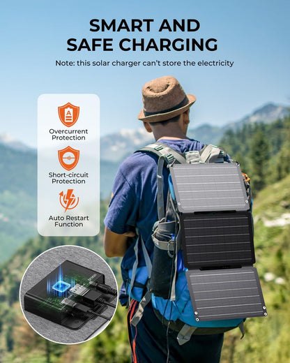[Upgraded] BigBlue 30W Solar Panel Charger with Fast Charging USB-A and USB-C, DC Ports, SolarPowa 30 Portable Solar Panel, IP68 Waterproof, Compatible with iPhone, Samsung, iPad, Small Power Station