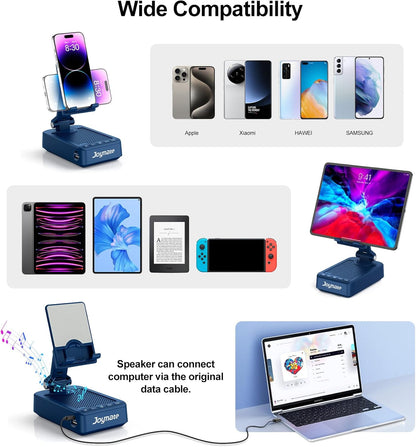 Gifts for Men Women, Bluetooth Speaker Phone Stand with Charging Function 360° Rotable Adjustable Cell Phone Holder HD Surround Sound for Desk Fits All Phones,Tablet (Blue)
