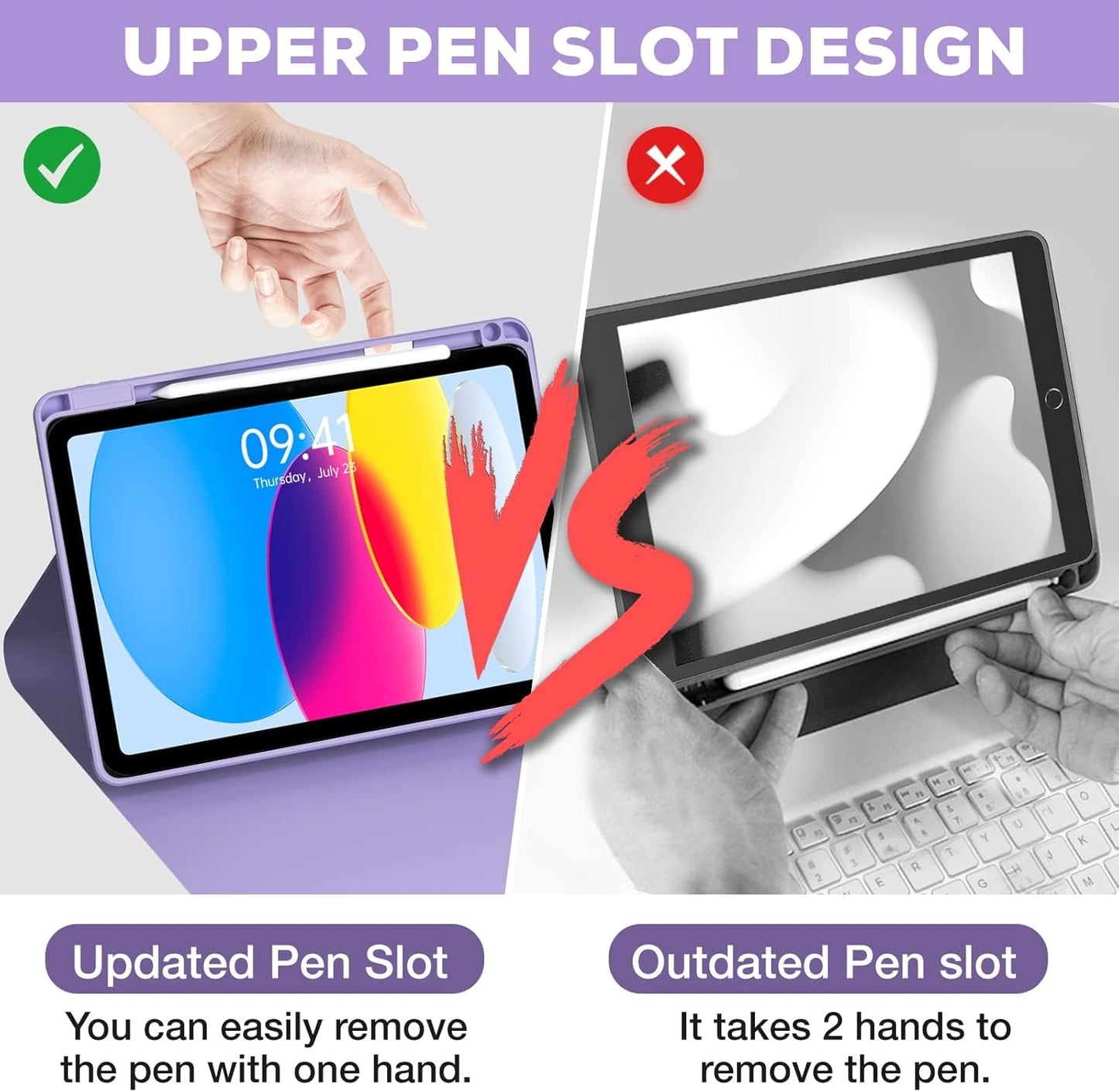 BLUTLOTUS for iPad 11th (A16) 10th Generation Case with Keyboard (2025/2022) - 360° Rotatable Magnetic Folio Cover, 7 Color Backlit Detachable Keyboard with Pencil Holder (Purple)