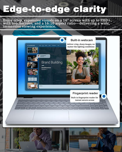 Dell Inspiron 16 Business Laptop - 16'' Touchscreen FHD+ Dsiaplay, Intel 10-Core 7 150U(Up to 5.4GHz) Express Charge, Backlit Keyboard, Windows 11 pro, Fingerprint (32GB RAM | 1TB SSD