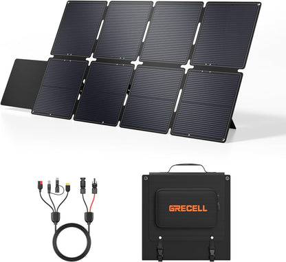 GRECELL 240W Portable Solar Panel for Power Station, Ultra Light Foldable Solar Panel Kit, 25% High Efficiency, IP65 Waterproof, Solar Charger for Outdoor Camping RV Boat Home Backup Power, Off-Grid