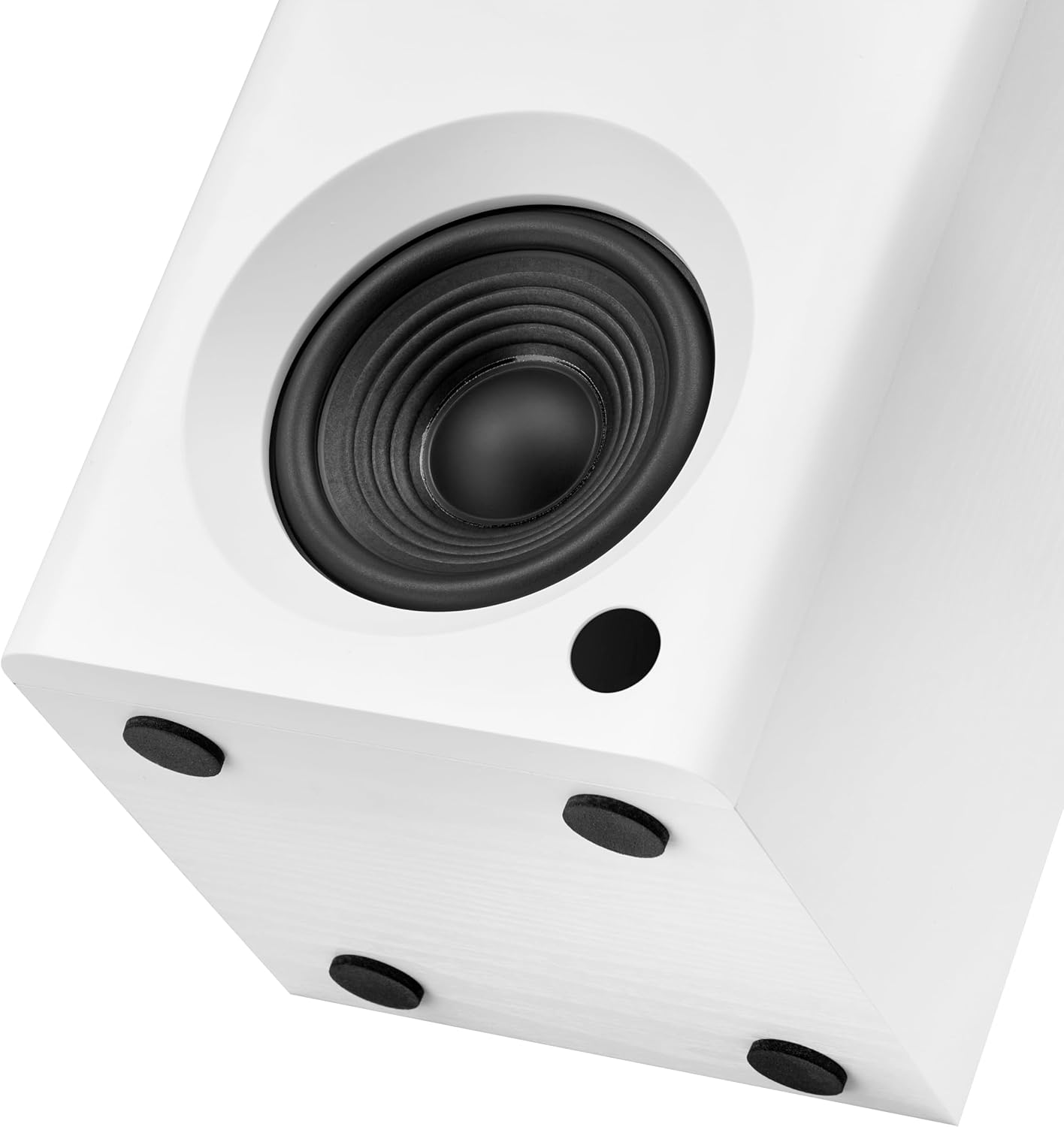 Bookshelf Speakers with Deep Bass, 80W Peak Output Small HiFi Gaming Computer Speakers, 4" Desktop Audio System for Small Home Office Desktop PC, Pair, White