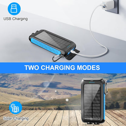 Solar-Charger-Power-Bank-49800mAh Portable Solar Phone Charger with LED Flashlight/15W Fast Charge USB C Waterproof External Backup Battery Pack for All Cell Phones & Electronic Devices