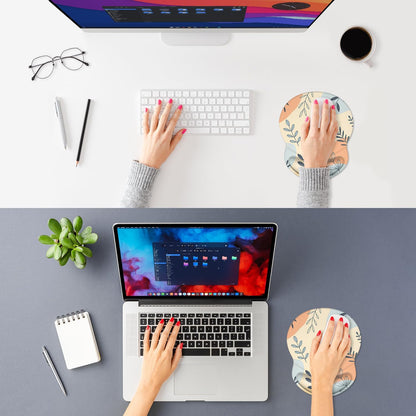 ITNRSIIET Ergonomic Mouse Pad with Comfort Gel Wrist Rest, Non-Slip PU Base, Smooth Textured Surface, Reduces Hand Fatigue & Wrist Pain, 8.7 x 7.2 Inch for Office Gaming Home, VividFoliage