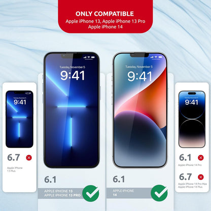 Screen Protector for iPhone 16e/14/13Pro/13 – Full Edge-to-Edge Protection with Oleophobic Coating – 9H Hardness Tempered Glass Screen Protector Set with Plastic Applicator - Black Design