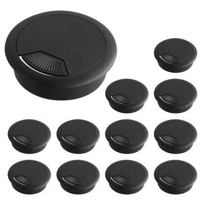 12 Desk Grommet, Desk Hole Cover, Large Capacity, Detachable and Adjustable Cable Organizer, Suitable for Organizing Home and Office Cables (Black, 2 Inches)