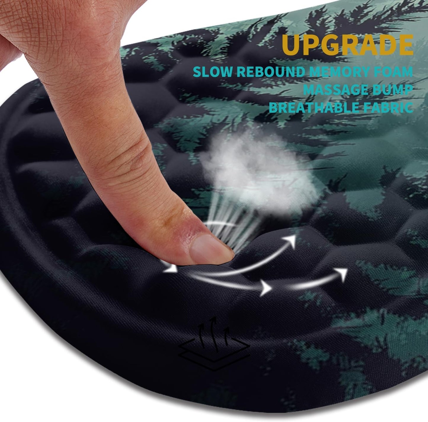 Hokafenle Ergonomic Mouse Pad Wrist Support, Wrist Rest Mousepad for Carpal Tunnel Pain Relief with Integrated Memory Foam Slope Massage Bulge (11.8x7.9 inch,Forest