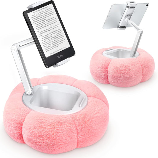 CreaDream Pumpkin Tablet Pillow Stand Holder for Kindle iPad, Adjustable Phone Pillow Stand for Lap Bed with Detachable Snack Bowl, Compatible with 4.7"-13" Tablet, iPad, iPhone, Samsung Tabs, Kindle