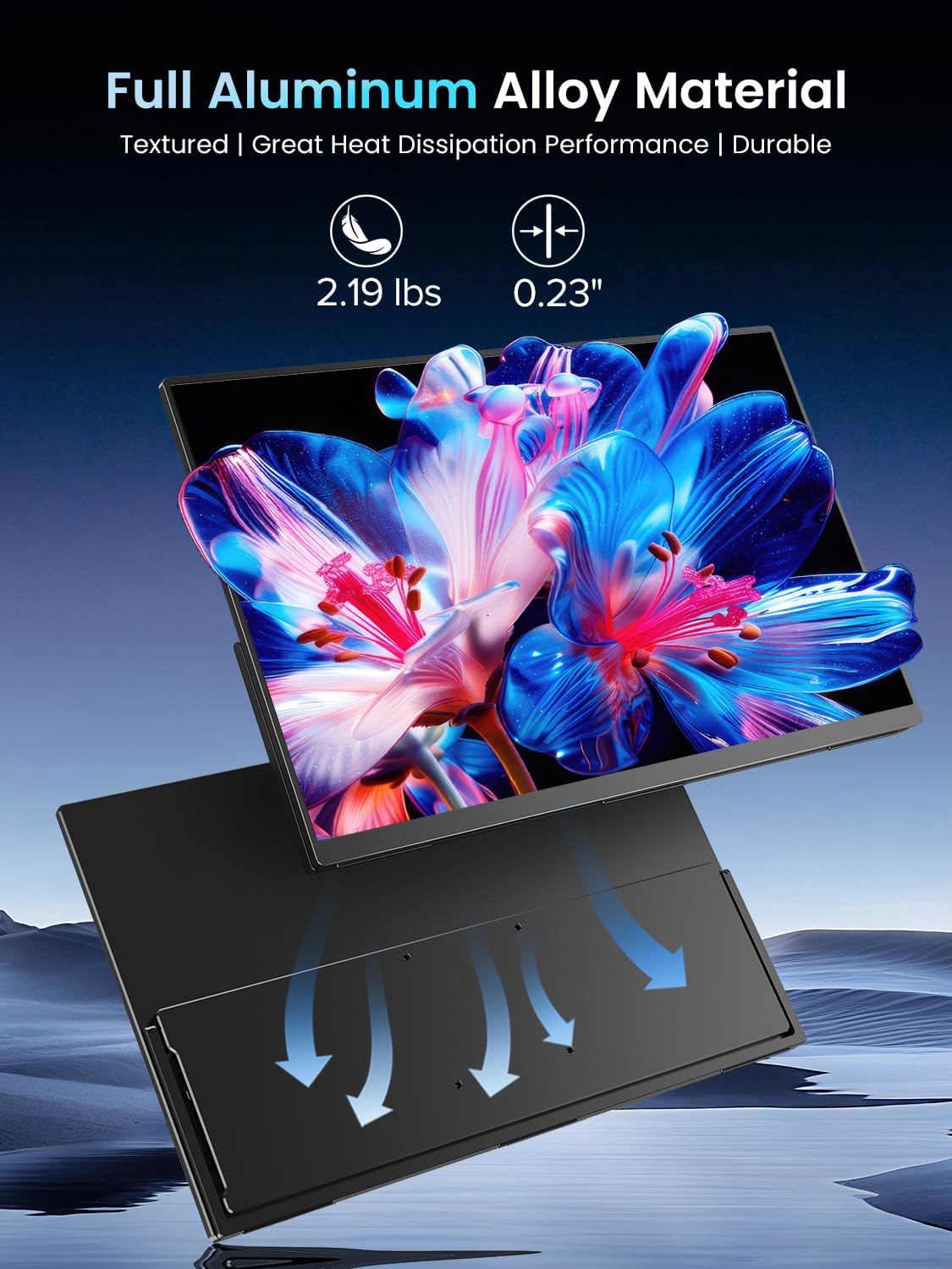 Newsoul Portable Monitor 4K, 120Hz Gaming Monitors 3840 * 2160 UHD, 100% DCI-P3, 1500:1 Contrast, FreeSync 0.1ms, Built-in Stand & Speaker, USB-C HDMI Portable Screen for Laptop, Phone, Game Console