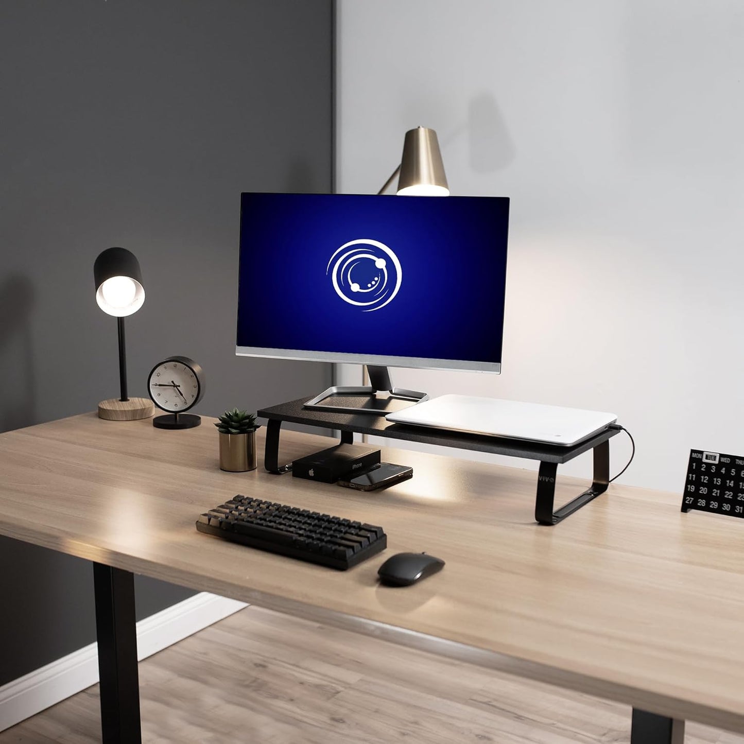 VIVO Monitor and Laptop Stand, 24 inch Desktop Riser, Black, STAND-V000D