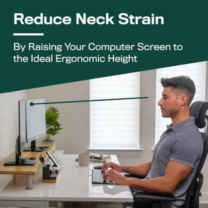 The Original Bamboo Dual Monitor Stand (As Seen On PBS) - 42 Inch Large Monitor Riser for Computer Screens, Laptop or TV - Desk Shelf Adds Storage Space and Improves Ergonomics - Natural