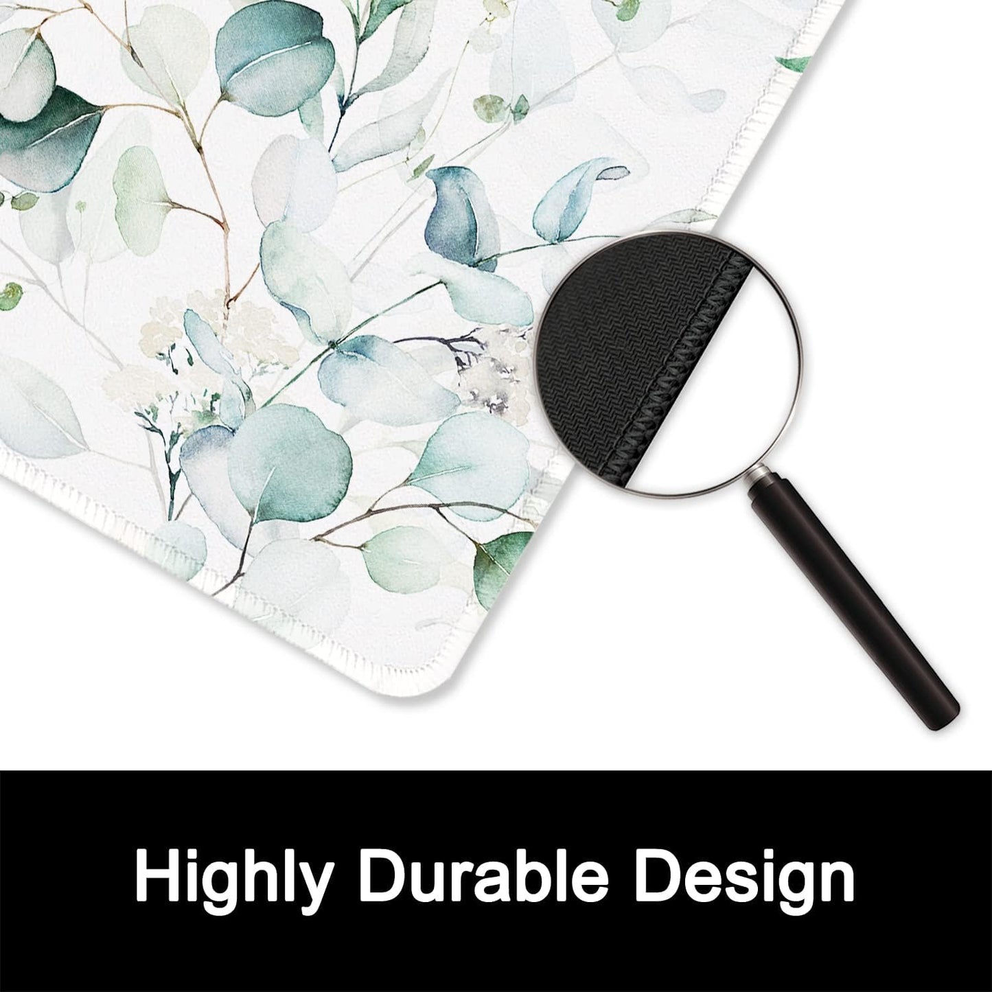 ITNRSIIET Mouse Pad with Stitched Edge Premium Textured Smooth Precise Operation Waterproof Washable Non-Slip Rubber Base Desktop Protection Mat, 10.2×8.3×0.12 inches, Leaves and Branches