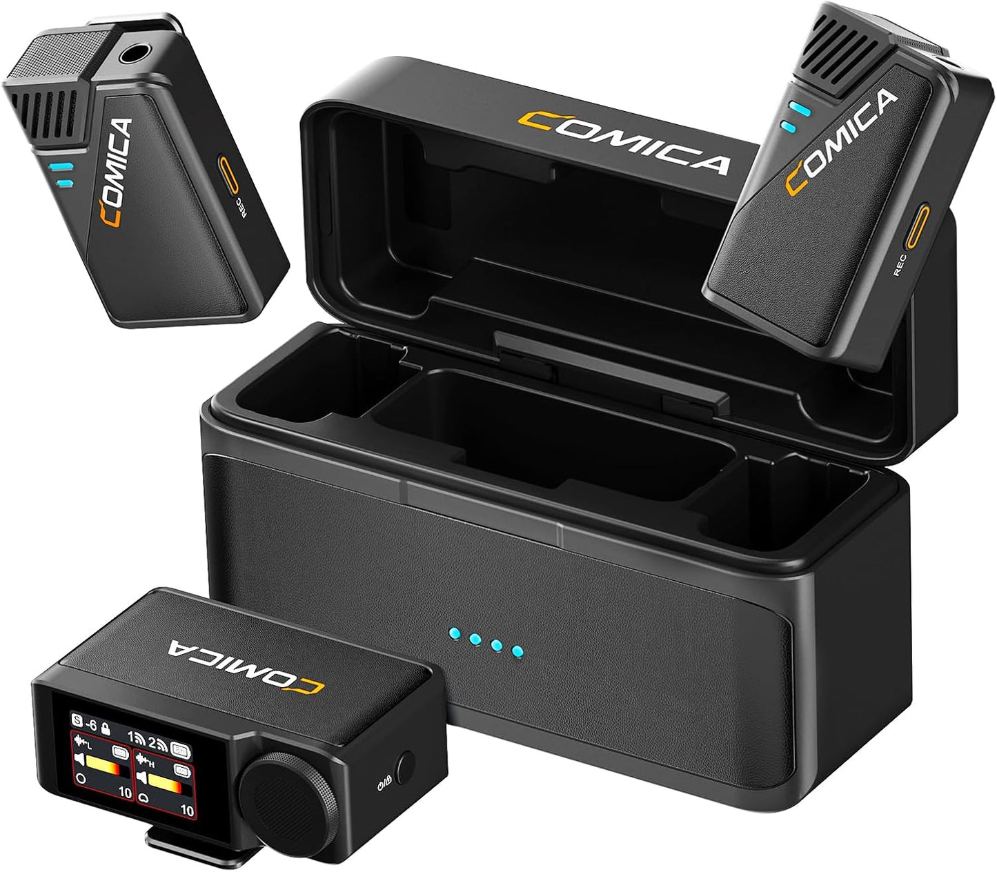 COMICA BooMax Wireless Lavalier Microphone System, 32-Bit Float Mic with 32GB Internal Recording, Touchscreen, Noise Cancellation, Dual Lapel Mics for iPhone, Android, DSLR, Camera, Video, Streaming