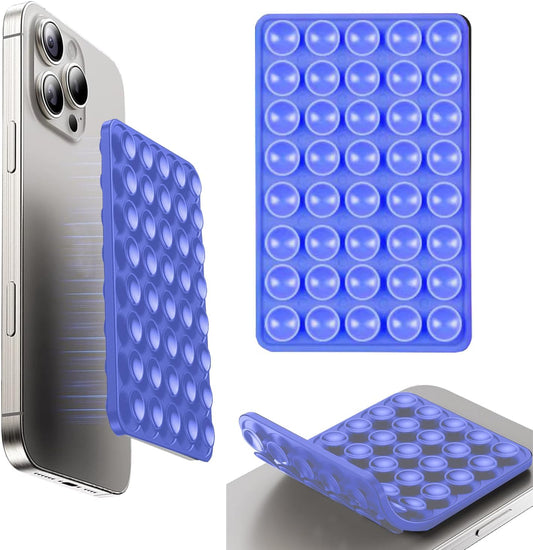 Silicone Double Octo Buddy-Sided Suction Phone Grip Detachable Mount - Car Dashboard/Shower Phone Holder, Hands-Free For Selfies & Videos, TikTok/ASMR/Yoga - iphone & Android Compatible (Dark blue)