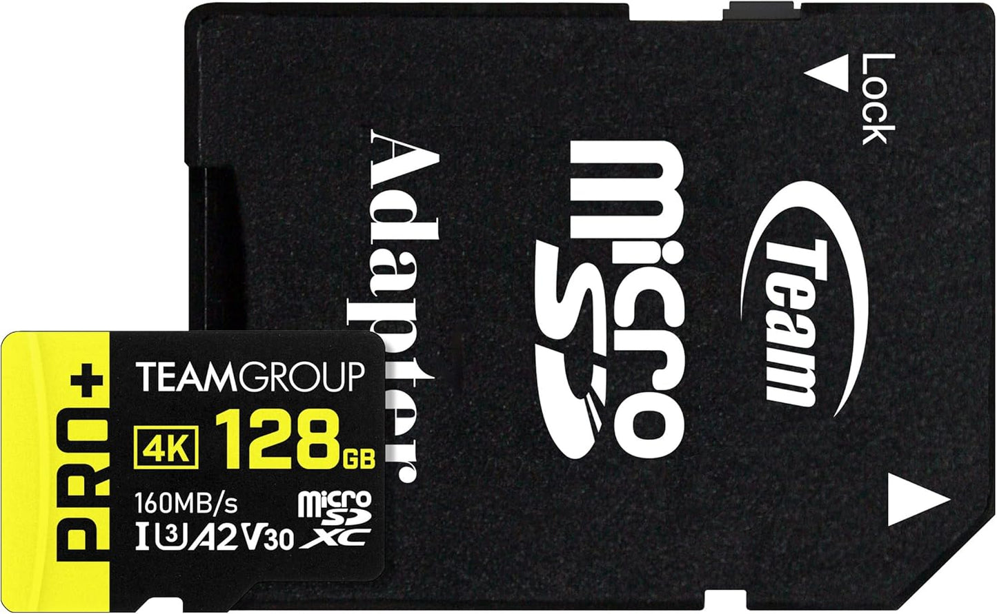 TEAMGROUP A2 Pro Plus Card 128GB x 2 Pack Micro SDXC UHS-I U3 A2 V30, R/W up to 160/110 MB/s for Nintendo-Switch, Gaming Devices, Tablets, Smartphones,4K Shooting, with Adapter TPPMSDX128GIA2V3064