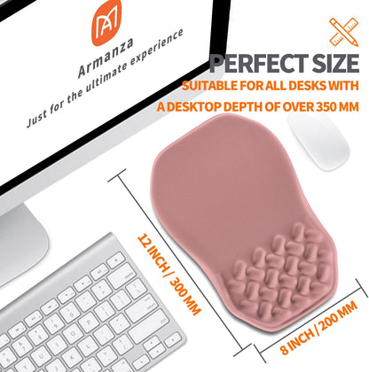 Ergonomic Slope Mouse Pad Wrist Support, Wrist Rest Mousepad for Carpal Tunnel Pain Relief with Massage Bulge and Slow Rebound Memory Foam (12x8 inch, Pink)