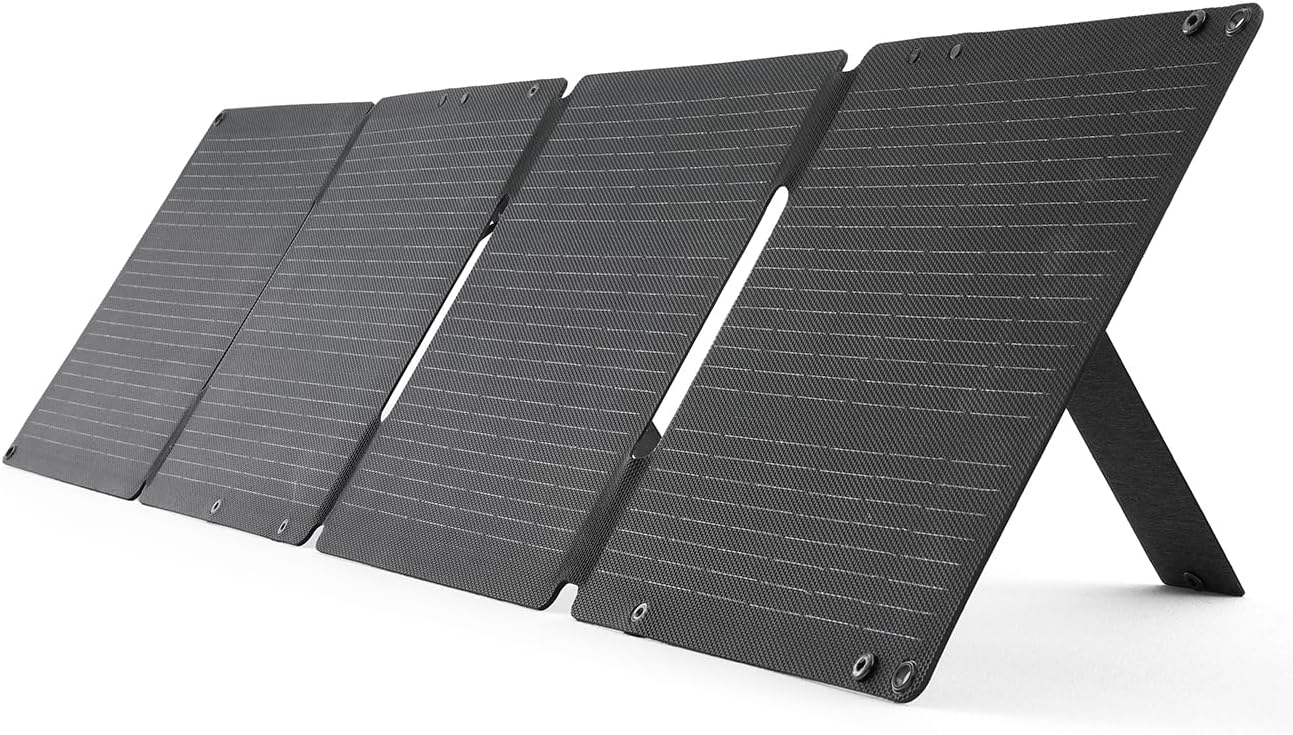 PEAKFLOW 65W Solar Panel,Foldable Portable Solar Panel,25.4% High-Efficiency, 45W PD USB-C Port,QC3.0 USB-A Port,DC5521 Output, Folding IP 68 Waterproof Solar Panels with Carabiners for Camping