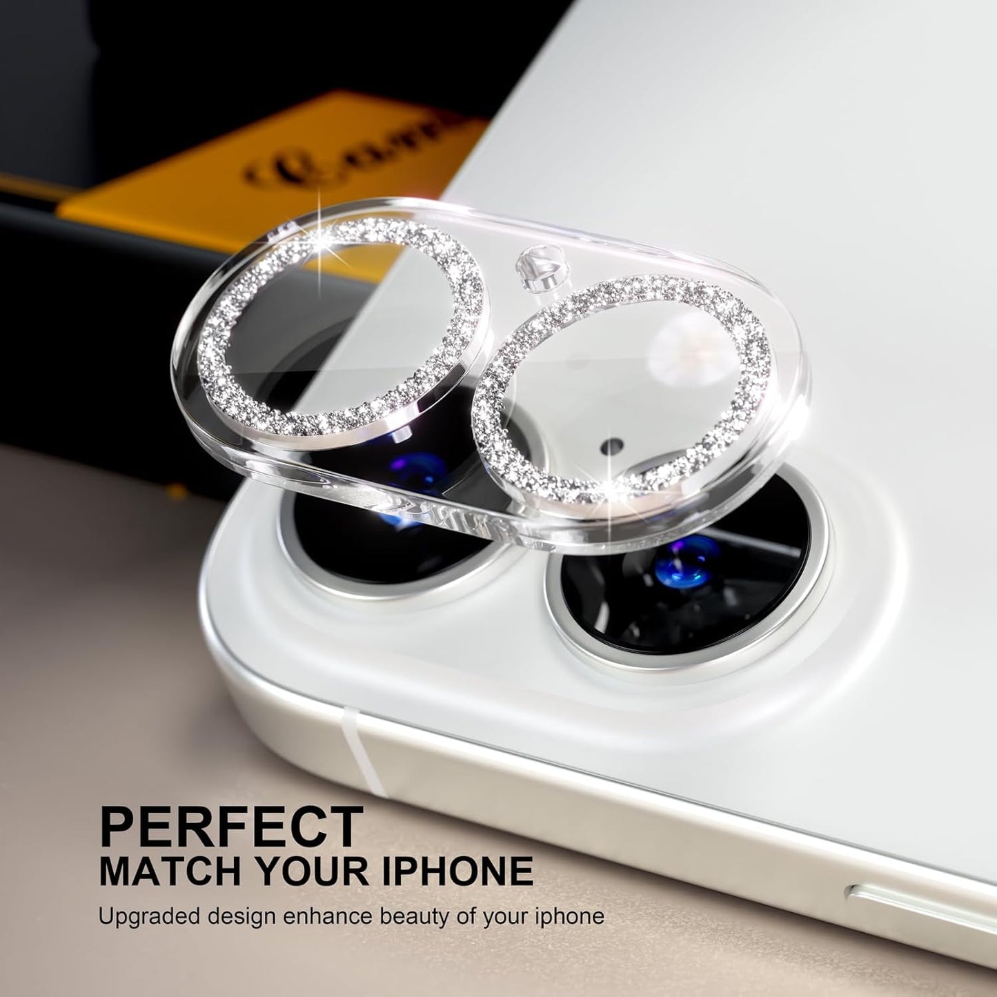 beuxece for 6 Pack iPhone 16 / iPhone 16 Plus Camera Lens Protector [Drop Protection] [Case Friendly] [Easy Installation] 9H Tempered Glass Camera Screen Protector Cover Accessories, Glitter Silver