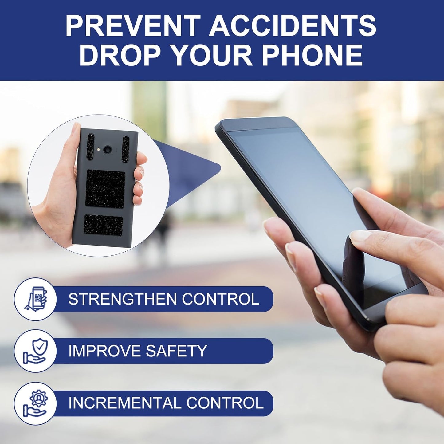 4Pack Phone Grip Tape, Finger Grip Stickers Decal Waterproof Pre-Cut Non Slip Kit Adhesive Traction for Cell Phone Cases, Handles, Tools (4Pack Black)