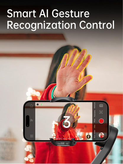 Phone Gimbal Stabilizer 3-Axis Smartphone Foldable Handheld Gimbal for iPhone with Focus Wheel TikTok YouTube Vlog Stabilizer for iPhone16 15 14 13 12 Pro Max Android-Smart XE