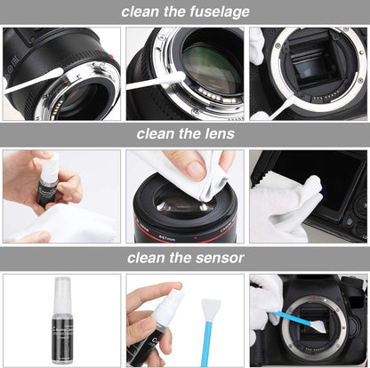 14-in-1 Camera Lens Cleaning Kit - Mirrorless & DSLR Sensor Cleaning Kit for Canon, Sony, Nikon Including Lens Blower, Detergent, Swabs, Cloth, Pen, Brush