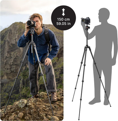 Manfrotto Befree Advanced AS, Camera Travel Tripod Kit, Twist Lock, Compatible with Arca-Swiss, Portable and Compact, Ball Head, Carbon Tripod for DSLR, Mirrorless, Camera Accessories