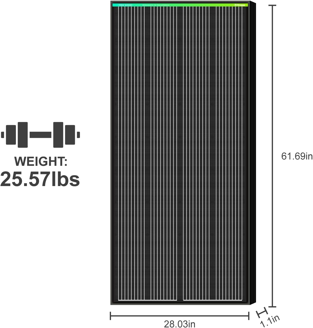 Newpowa PRO 200 Watt 12 Volt Monocrystalline 200W 12V Solar Panel, 9 busbar PV Module, High Efficiency Mono Module RV Marine Boat Off Grid