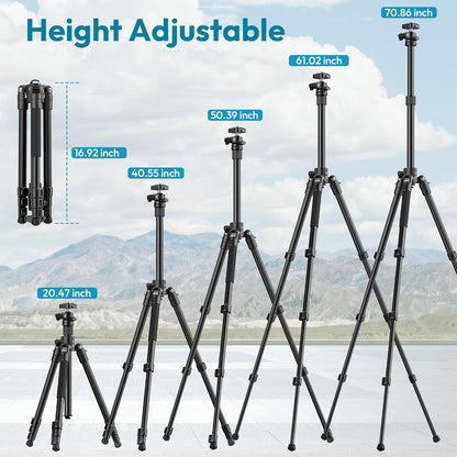 ULANZI TT53 Camera Tripod, 70.8” Travel Tripod for DSLR/Phone, Heavy Duty Fold Portable Stand with 360° Ball Head UKA Quick Release Plate, Lightweight Compact for Photography Vlogging Video Shooting