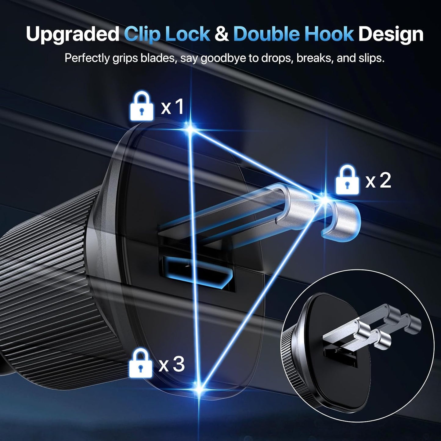 Miracase Phone Holders for Your Car, [Thick Case & Heavy Phone Friendly] Universal Cell Phone Car Mount, 3-in-1 Phone Mount for Car Dashboard Windshield Air Vent Fit for All Smartphones, Dark Black