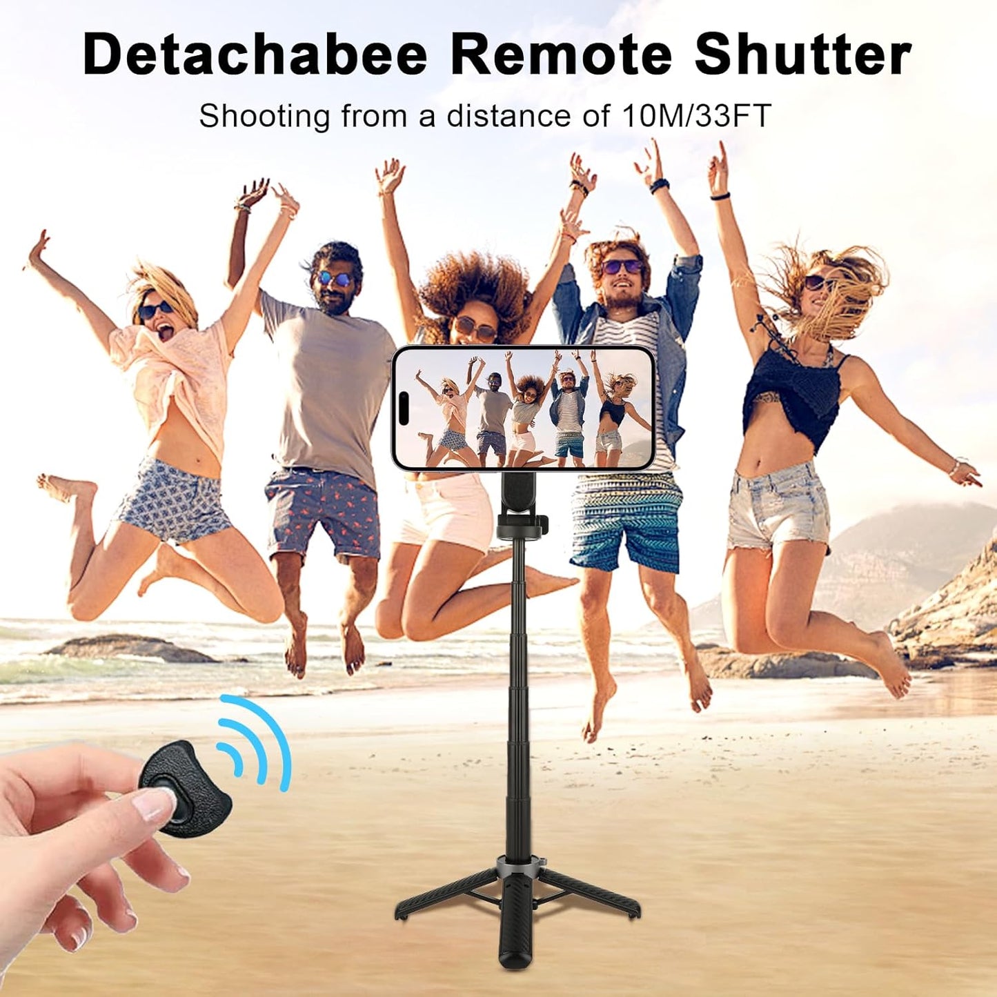 Magnetic Selfie Stick with Remote, 360° Rotation Phone Tripod, 4-in-1 Multifunctional Magnetic Phone Selfie Stick, Mini Portable Extendable Mag Tripod for Cell Phone Video Recording Trave