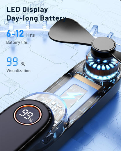 SWEETFULL Portable Handheld Mini Fan with LED Display, 3-in-1 Personal Foldable USB Rechargeable Hand Held Fan & Flashlight for Travel, Lash Eyelash, Cute Small Pocket for Women, Girls