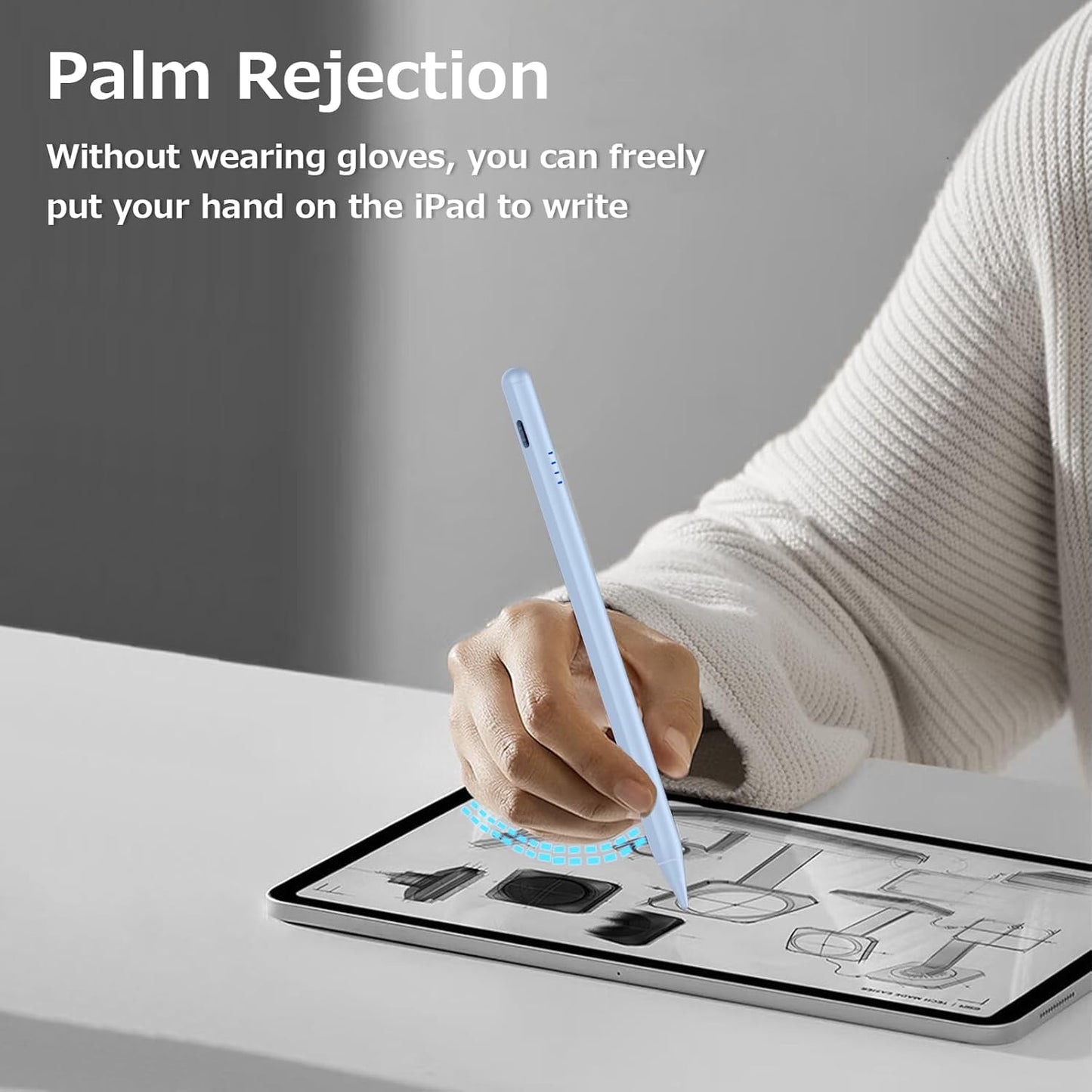 Stylus Pen for iPad 9th&10th - Fast Charge for iPad Pencil Palm Rejection Active Pen Compatible with (2018-2025) Apple iPad 6/7/8/9/10/11(A16), iPad Pro 11"/12.9"/M4, Mini 5/6, Air 3/4/5/M2/M3 (Blue)