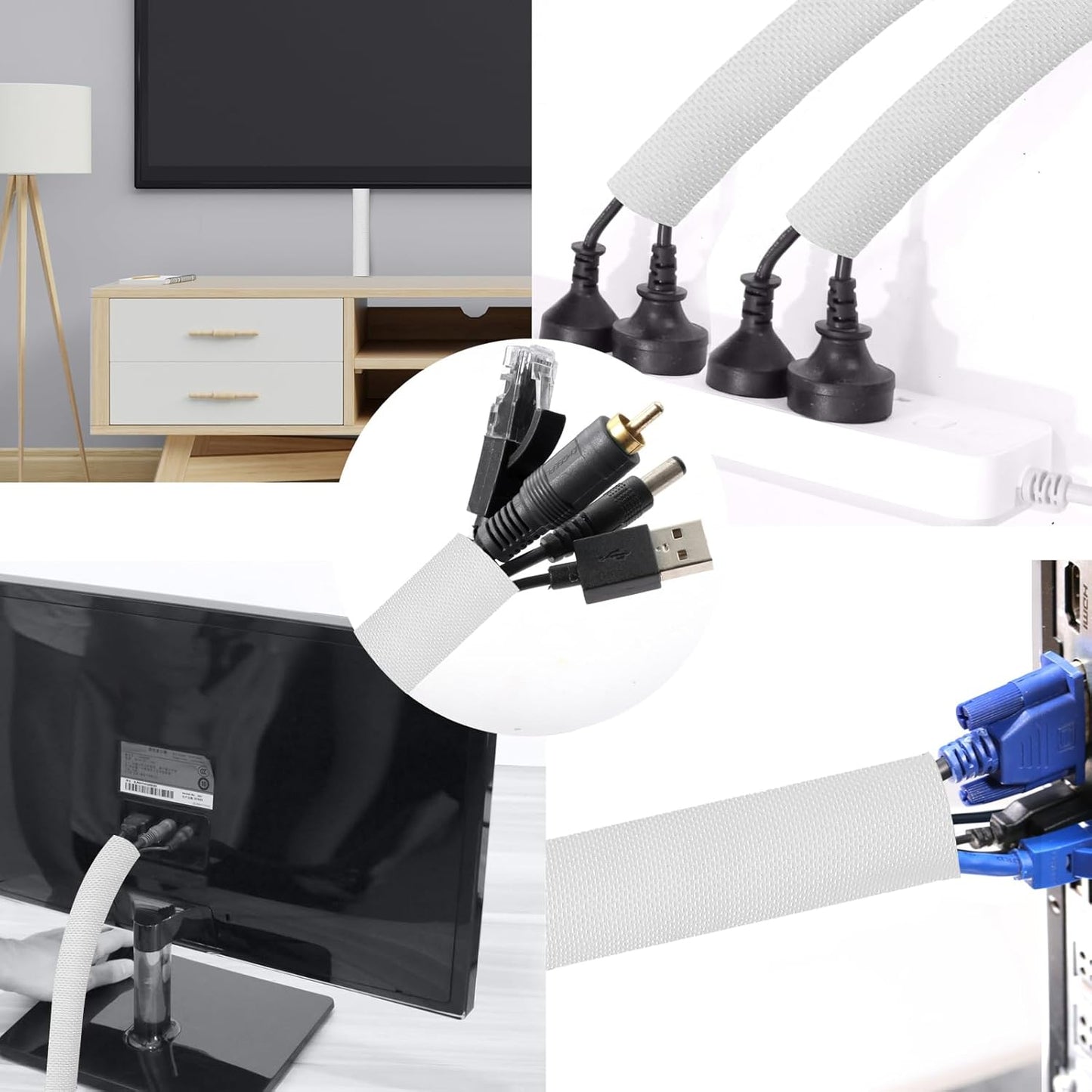 Secbolt Cord Protectors from Pets No Chew, 10ft - 3/8 inch Ultra Durable Cord Covers for Pets, Bite-Resistant Cable and Wire Protector for Cats, Dogs, Rabbits - White