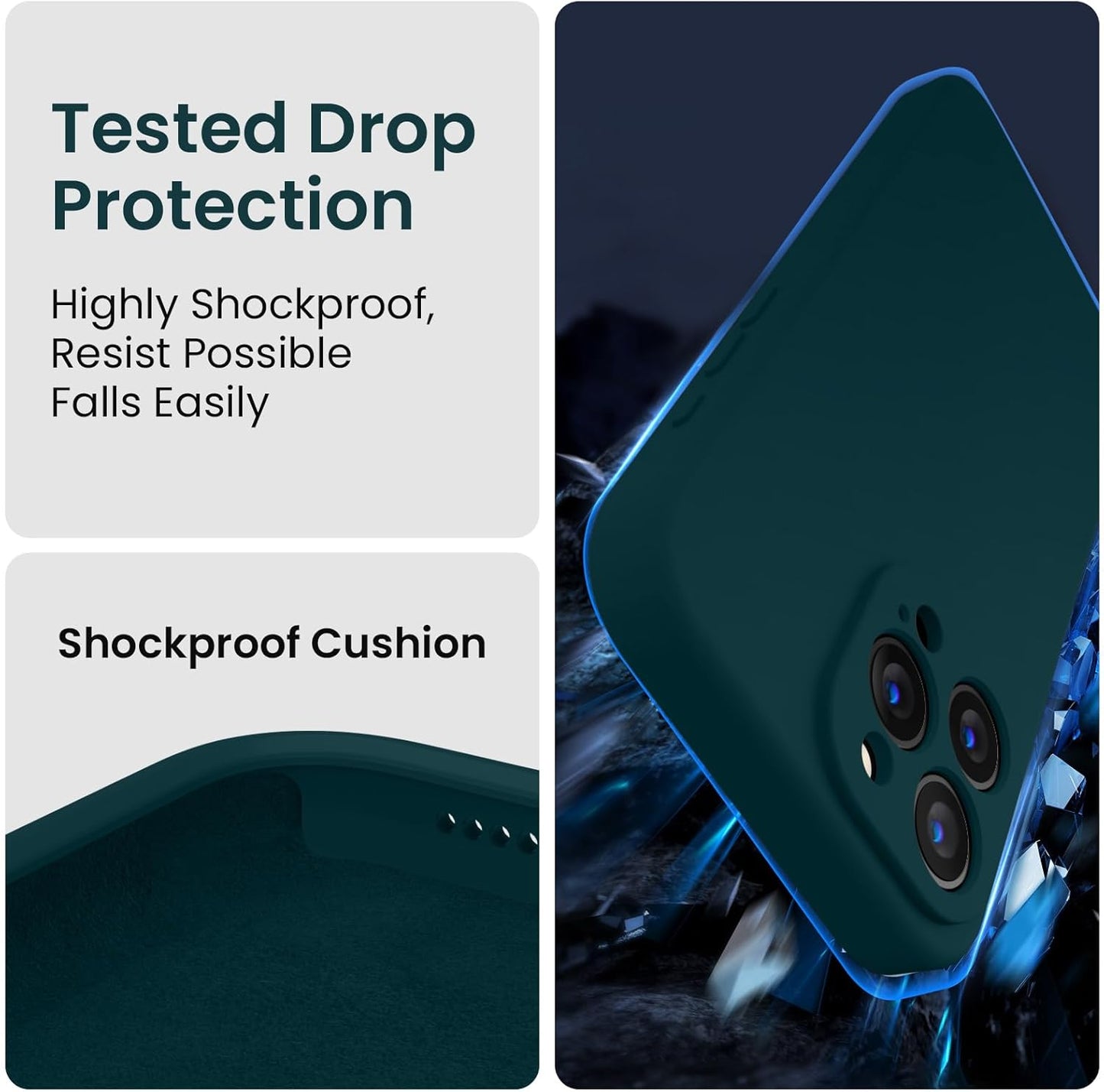 FireNova Designed for iPhone 15 Pro Max Case, Silicone Upgraded [Camera Protection] Phone Case with [2 Screen Protectors], Soft Anti-Scratch Microfiber Lining Inside, 6.7 inch, Teal